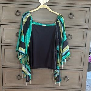 Anthropologie Navy and Green Striped Top